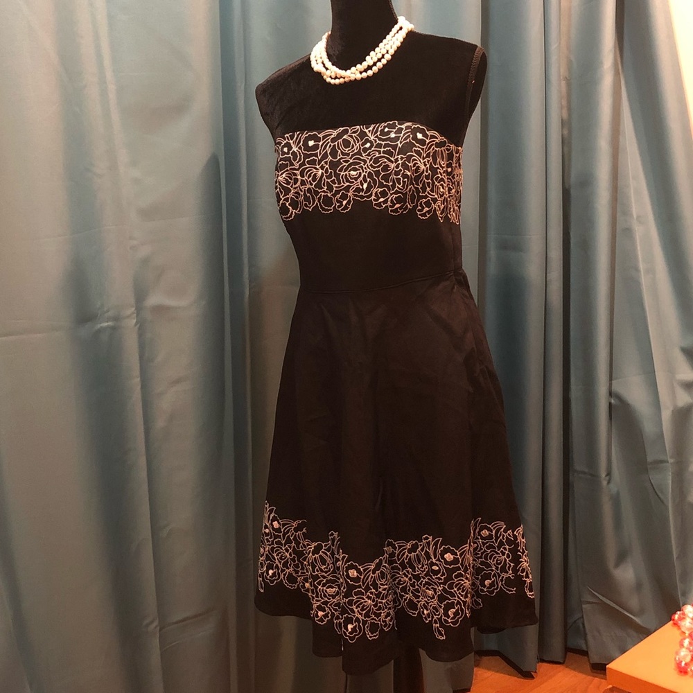 Ann Taylor Loft Strapless Linen Black Dress 10P